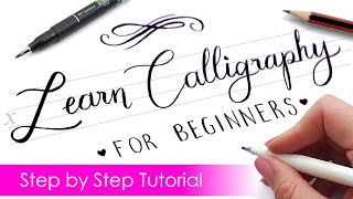 How to write CALLIGRAPHY with ANY PEN ✍️  Step by Step Tutorial [upl. by Arayc]