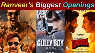 Ranveer Singh Highest Opening Movies  Ranveer Singh  Singham Again  Simmba  Gully Boy [upl. by Jarrell]