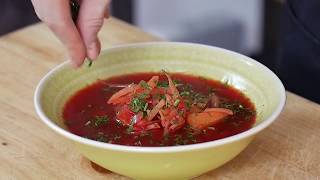 Vegetarian Borscht Recipe  Russian Beetroot Soup [upl. by Esau]