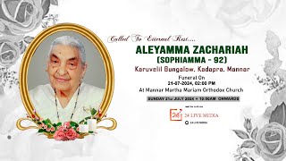 Aleyamma Zachariah Sophiamma  92 Karuvelil Bungalow Kadapra Mannar  FUNERAL SERVICE [upl. by Anomahs]