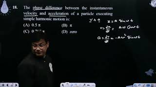 The phase difference between the instantaneous velocity and acceleration of a particle executing [upl. by Dhar]