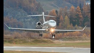 Challenger 350 landing in Samedan [upl. by Odlaner]