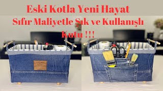 Eski Kotla Yeni Hayat Sıfır Maliyetle Kot Pantolon ve Gömlekten Şık ve Pratik Kutu Yapımı diy [upl. by Idram]