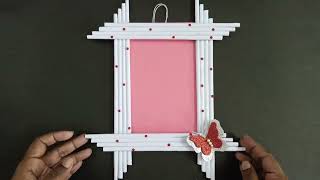 Photo frame Making DIY  How TO Make Easy Photo frame At home  Easy White Paper Picture Frame [upl. by Meeki]