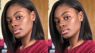 RELAXED HAIR FLAT IRON ROUTINE [upl. by Feinstein]