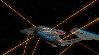 Star Trek Bridge Commander  EnterpriseE vs Scimitar Nemesis fight [upl. by Adnael]