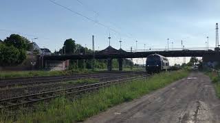 Güterzug mit EGP 218 201 und Schotterwagen [upl. by Eboj]