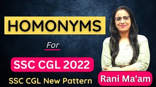 Homonyms in English Grammar  SSC CGL 2022  Examples Words  English With Rani Maam [upl. by Herrington845]