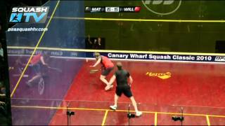 Squash  Canary Wharf Squash 2010 Matthew v Willstrop EPIC MATCH sample clip [upl. by Idnak]