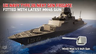 UK Navy Type 26 NextGen Frigate Has Been Officially Fitted With Mk45 Mod 4A Medium Calibre Gun [upl. by Eecrad]