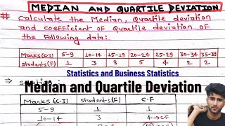 Calculate the Median and Quartile Deviation and its coefficient Statistics Median vs quartile [upl. by Anaiad]