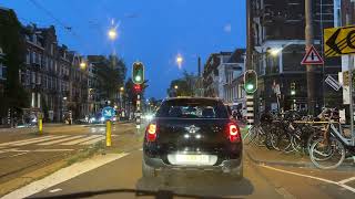 Amsterdam at night dashcam From Surinameplein up the Overtoom toward Leidseplein in my Fiat Panda [upl. by Coveney]