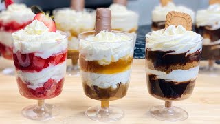 3 IDÉES DE DESSERTS DÉTÉ EN VERRINES AVEC LA MÊME CRÈME🍨 recette express⏱ Deli Cuisine [upl. by Chappelka]