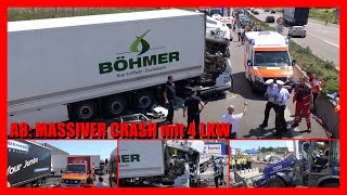 A8 Unfall mit mehreren LKW  Fahrer eingeklemmt  Vollsperrung 🚒 Feuerwehr 🚑 DRK  THW [upl. by Ariamat]