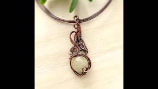 Elegant 28x19mm WireWrapped Resin Cabochon Pendant wirewrappedpendant resin copper wearableart [upl. by Zimmermann845]