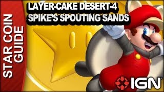 New Super Mario Bros U 3 Star Coin Walkthrough  LayerCake Desert4 Spikes Spouting Sands [upl. by Atinahc325]