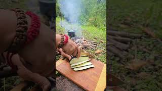 Eggplant and battered chicken🐔🍆 جنگل cooking jungle طبیعتگردی outdoorcooking bushcraft food [upl. by Lilli749]