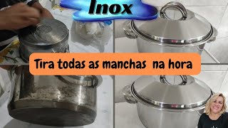 limpa panela de inox manchada  fácil rápido e na hora  ficou novinha [upl. by Nerty416]