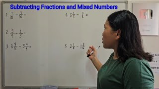 SUBTRACTING FRACTIONS AND MIXED NUMBERS [upl. by Sachs]