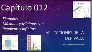 Ejemplo de Máximos y Mínimos con Pendientes Infinitas Aplicaciones de la Derivada Cap 012 [upl. by Rodolfo]