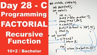 Recursive function in C  Program example  Day 28  Readersnepal [upl. by Eldora]