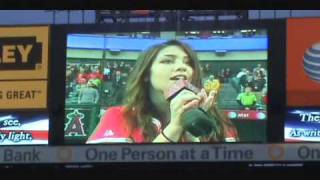 Hunter Pecunia singing the National Anthem at MLB Anaheim Angels vs Detroit Tigers [upl. by Sahc516]