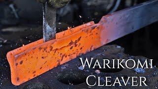 Knife making  Forging a Big Kitchen Knife using the Warikomi Technique [upl. by Cirdet]