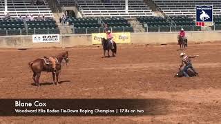 Blane Cox Woodward Elks Rodeo 2019 Tiedown Roping Champion [upl. by Ahsemrac]