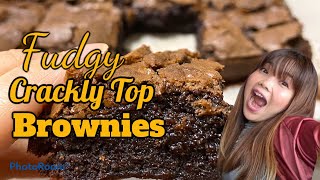 FUDGY CRACKLY TOP BROWNIES  QUICK AND EASY RECIPE [upl. by Sillad]