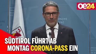 Südtirol führt ab Montag CoronaPass ein [upl. by Ennayd]