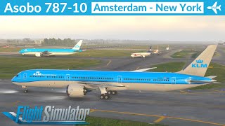 MSFS Asobo 78710 KLM  Amsterdam to New York  VATSIM Full Flight [upl. by Wera]