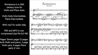 Romanesca Violin Piano duet 16th century music score download [upl. by Bauer210]