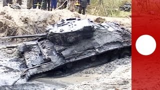 Rare WWII tank emerges from mud in Poland [upl. by Innek]