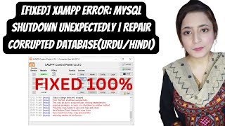 FIXED XAMPP Error MySQL shutdown unexpectedly  Repair Corrupted DatabaseURDUHindi [upl. by Staley]