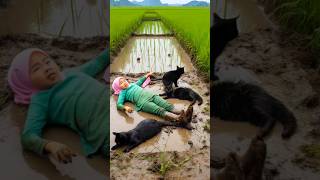 Animasi Riska Vlog Berlarian Ditepi Sawah Bersama Kucing Lucu [upl. by Fasta]