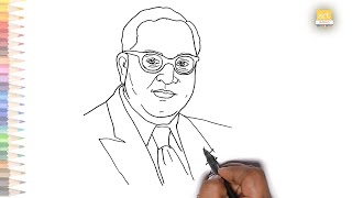 Dr B R Ambedkar drawing easy  How to draw Dr B R Ambedkar outline sketch drawing step by step [upl. by Ania]