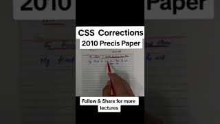 CSS Corrections 2010 Precis Paper  English Writing Techniques cssaspirants englishlanguage [upl. by Naima]