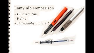 comparativa pennini Lamy F M EF 11  fine medio extra fine calligrafico [upl. by Adnav131]