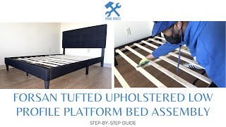 Forsan Tufted Upholstered Low Profile Platform Bed Assembly  How to Assemble A Platform Bed [upl. by Ave]