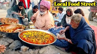 100 Rs Cheapest Street Food On Roadside  Traditional Punjabi Food Ojhri Alo Beef Paye Street Food [upl. by Ajnek]