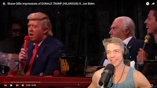 Shane Gillis Impressions of DONALD TRUMP HILARIOUS ft Joe Biden Reaction [upl. by Felic]