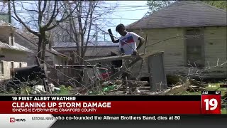 Cleaning up storm damage in Crawford County [upl. by Drarehs]