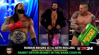 Roman Reigns C vs Seth Rollins  WHC  Randy Orton Money in the Bank Cash in  WWE 2K24 Gameplay [upl. by Ahdar]