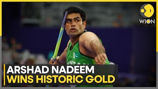 Paris Olympics 2024 Pakistans Arshad Nadeem wins historic javelin gold in Olympics  WION [upl. by Sera]