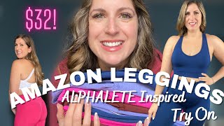 BEST ALPHALETE AMPLIFY INSPIRED ON AMAZON CELER Leggings Try on Haul Affordable shorts on Amazon [upl. by Akimet]