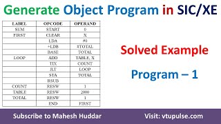 10 How to generate Object Code and Object program for the SICXE Program by Mahesh Huddar [upl. by Nivanod]