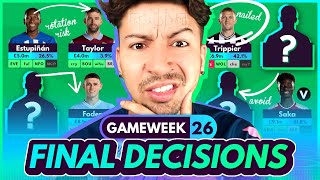 FINAL FPL DECISIONS FOR GW26 De Bruyne amp Højlund Injuries ⚠️🚨  Fantasy Premier League 202324 [upl. by Joly]