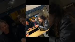 Xolo Mariduena Mary Mouser Tanner Buchanan amp Friends eating at McDonalds in Barcelona Spain [upl. by Tica]