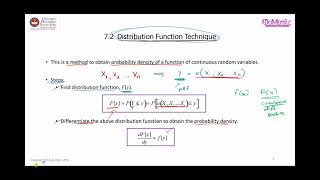 Distribution Function Technique to Find The Probability Density Function of a New Random Variable [upl. by Keese]