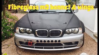 E46 Drift Build Ep 19 Fibreglass Bonnet amp Wings [upl. by Anaiviv518]